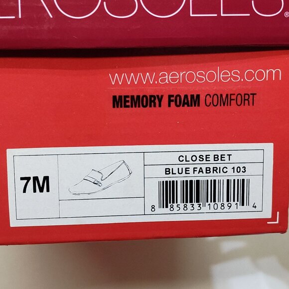 Aerosoles Close Bet Blue Fabric 103 Loafers 7M Gold Chain Detail Memory Foam NIB - Picture 13 of 13